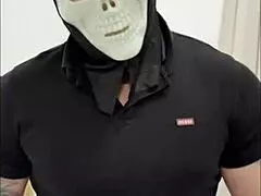 Halloween creepy sick fuck cums on her butt during intense session