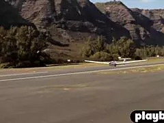 Perfect Big Tits Blonde Lesbian Flying Totally Naked