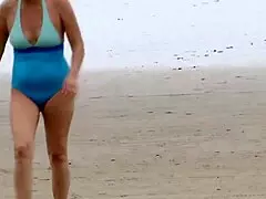 On The Beach Stepmother Fucked By Friend And Cums Inside!