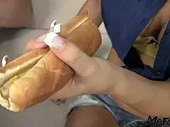 this brunette model gets cum all over her face, so hot!