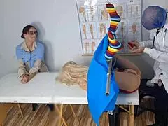 Kinky redhead milf takes half-sister to dirty gynecologist for creampie exam