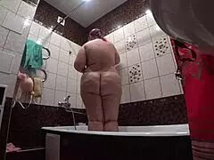 hidden cam spies fat russian model's big ass shower backstage bathroom