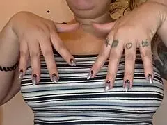 kitten nails hairy latina milf's big tits backstage