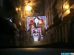 You two vicious milfs ready for bareback fucking without condom outdoors at public spanish party?