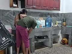 Hey maid with those big natural tits wanna masturbate deliciously while cooking dinner in kitchen?