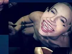 damn this blonde milf's gloryhole deepthroat swallows cock sloppy!