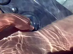 artemisia indulges in a solo fingering break by the jacuzzi in pov