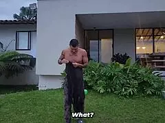 Satisfying Big-Breasted Latina Boss in Garden