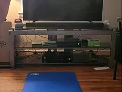 Vee stretches in nude yoga flashing her saggy natural tits and bare pussy