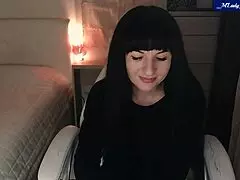 mlady jessy strips teases caresses clit fingers pussy vibing creamy orgasm in stockings lingerie