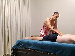 Man this very happy ending massage turns into deepthroat blowjob and cowgirl ride