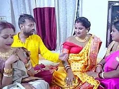 Desi indian bhabhis get horny for dewar groupsex fucking party in bedroom hindi moans