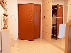 horny stepmom waits naked in bed for hubby but steps on her instead