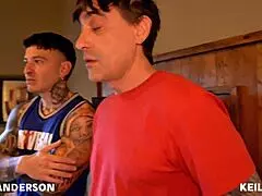 stepmom anderson teaches stepdaughter deepthroat on muscular guy's huge cock first time