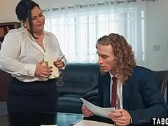 Thick BBW Office Bitches Sarah Arabic And Karla Lane Share Boss's Huge Cock