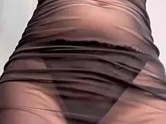 Ellie rowyn tall redhead goddess dances teases huge tits hairy ass shaking in sheer black dress thong femdom