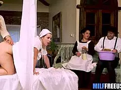 amish wife surrenders to freeuse fingering blowjob and fucking right in front of shocked husband