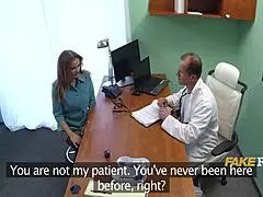Doctor massages horny czech milf patient pussy then fucks big tits thong panties hospital intercourse