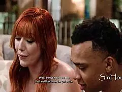 busty ginger milf rides cock while daddy's clueless