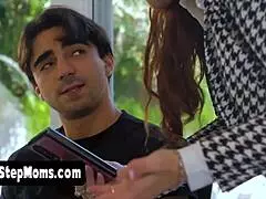 Pornstar stepmom spots stepson's anal porn stash, gets curious, spreads cheeks for first-time butt sex POV