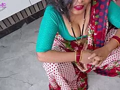 indian stepmom slurps stepson's huge cock after breakup then gulps facial with hindi moans
