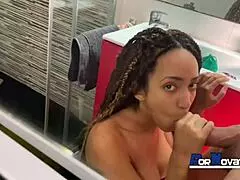 young dominican latina victor bloom sucks huge spanish cock in hotel bathroom for pornovatas
