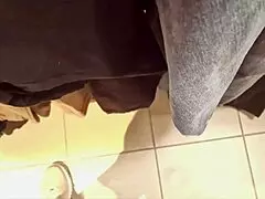 nicoletta crams voluptuous milf curves into tiny jeans at clothing store try-on