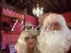 Mrs. Claus gulps throbbing cock