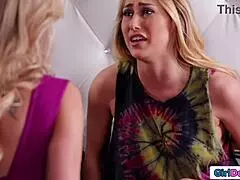 Petite stepdaughter licks mommy's pussy to escape punishment now