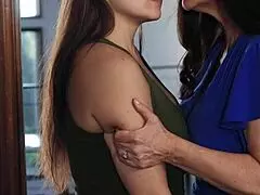 mindi sneaks in and gets mia all worked up in lingerie kisses