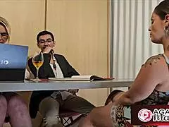 Agatha mama fucked hard under office desk now!