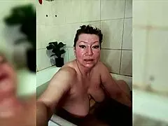 aimee shaves her hairless pussy then jerks off like a mature slut bitch in bathroom close-up