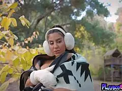 whoa lena the plug strips down showing off those amazing milf boobs outdoors