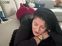 Latina Brunette Milf Strains Hard for Intense Farting Facial Expressions
