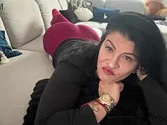 Latina Brunette Milf Strains Hard for Intense Farting Facial Expressions