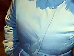 Mature rocks red thong under see-through leggings caught on street