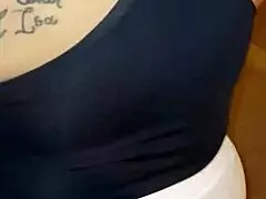 Mature rocks red thong under see-through leggings caught on street