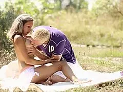 This risqué quickie by the river has her teasing with anal assfucking and blowjob on monster cock