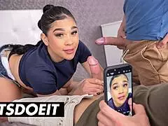 Drilling Hot Latina Milf Stepmom's Ass While Stepsis Watches Crazy Cowgirl Orgasms