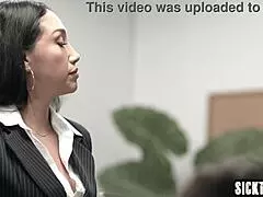 Lesbian coworkers ravish big ass boss pussy
