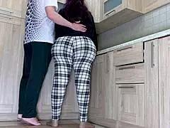 a big gentle stepmom takes care of stepson with her fat ass and homemade love