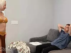 Her heart races proving she's the ultimate stress-busting secretary slut in lingerie heels