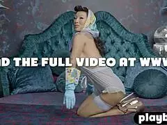 Asa Akira's big boobs asian milf body revealed in ripped lingerie striptease