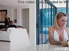 horny blonde stepdaughter isabelle deltore begs for rough threesome facial cumshot 💦🍆😈