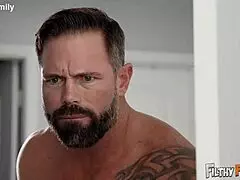 Wanna join our family threesome with milf's shaved pussy getting deepthroated?