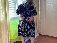 stepsons throbbing penis slides into old stepmoms hairy big ass for forbidden anal ride
