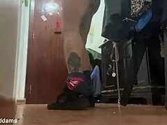 WOW hairy latina mommy's feet caught on secret cam backstage with daddy!