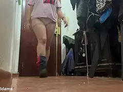 WOW hairy latina mommy's feet caught on secret cam backstage with daddy!