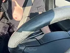 italian milf artemisia flashes huge tits nipples on wild car ride 🚗💦