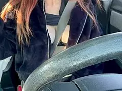 italian milf artemisia flashes huge tits nipples on wild car ride 🚗💦